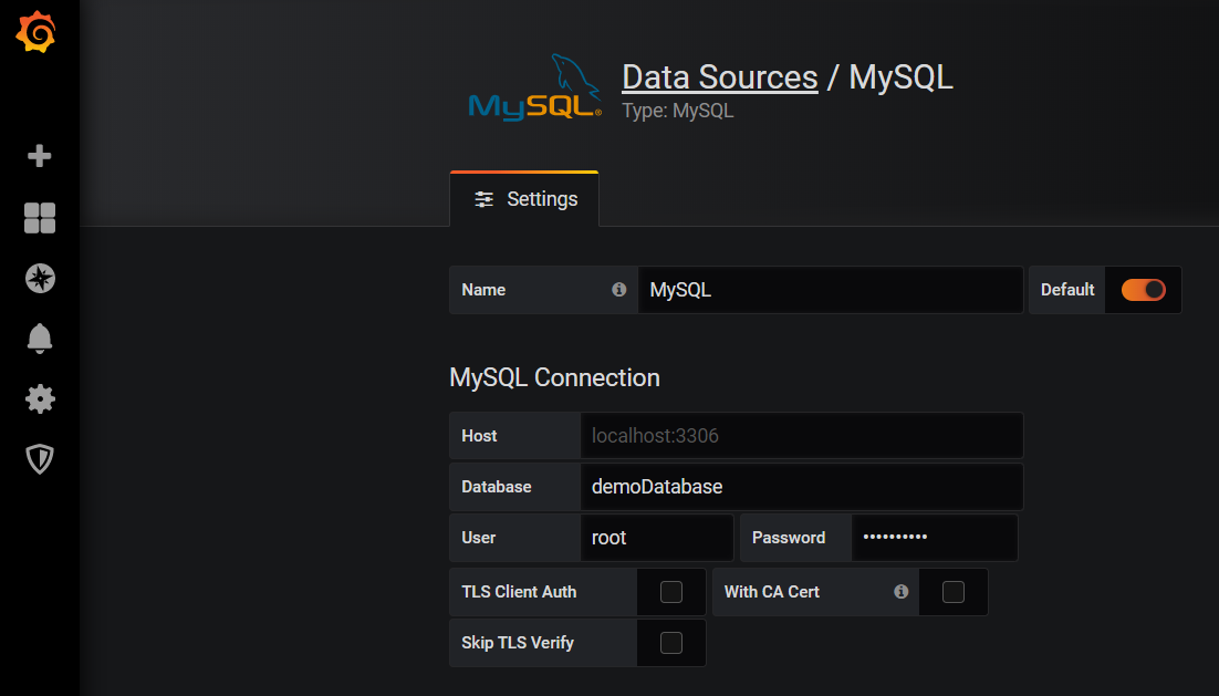 Instellingen data source